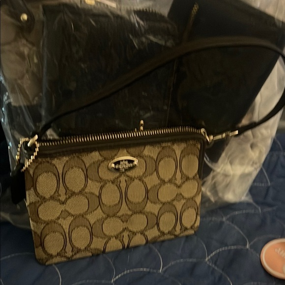 Coach Brown and Black Signature wristlet Bag - Picture 2 of 5